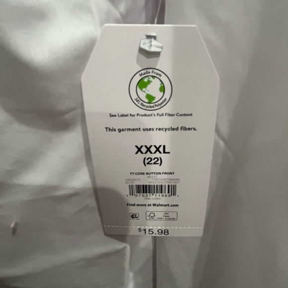 NWT Time and Tru White Dress Shirt Classic Style - Picture 7 of 8